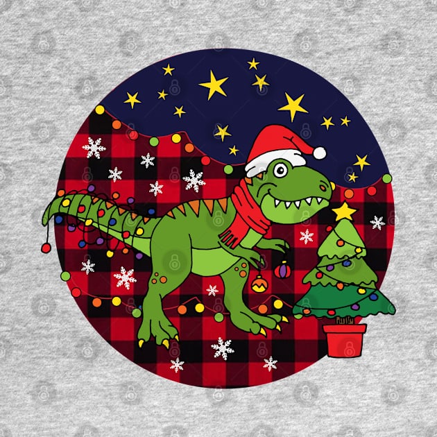 Kids Christmas T-rex Dinosaur by HotHibiscus